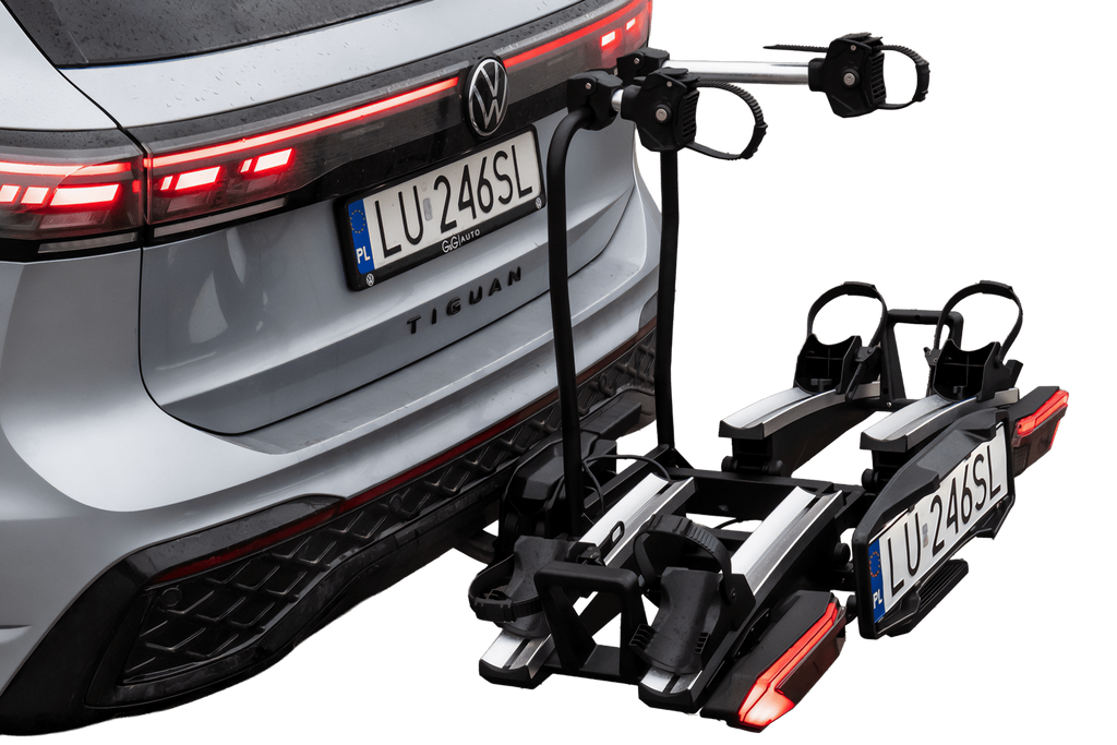 Inter Pack Velox 2 LED - portabici pieghevole da gancio di traino per 2 biciclette con luci a LED