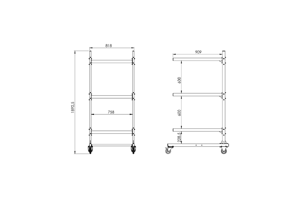 Portapacchi da tetto INTER PACK, portapacchi per 3 box, 1892,5 mm, 818 mm