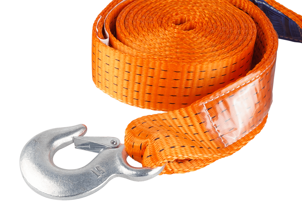 Cavo di traino con ganci HERMON, lunghezza 4,5 m/50 mm/5 t, colore arancione.