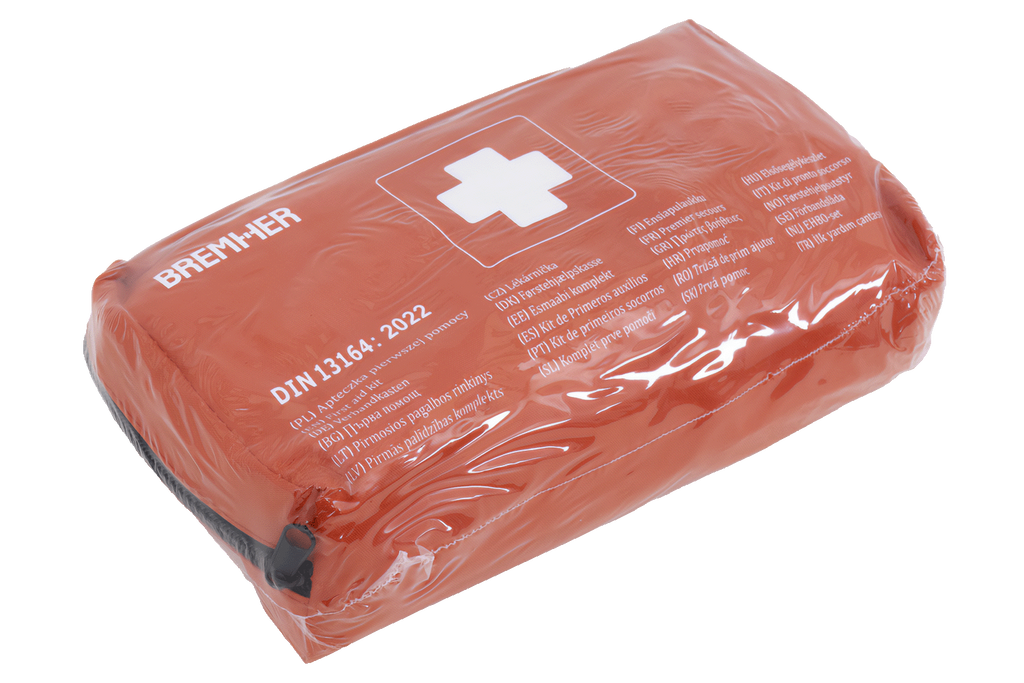 Kit auto HERMON: kit di pronto soccorso, estintore, triangolo, giubbotto