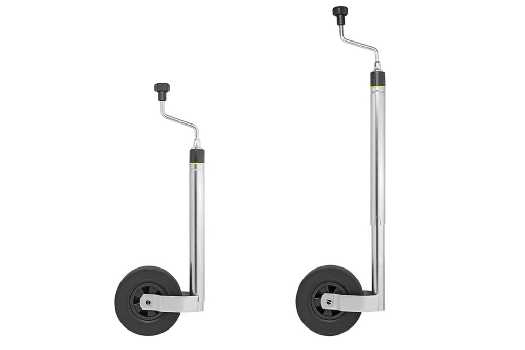 Ruota di supporto ProPlus 341510, portata 150 kg, larghezza 48 mm, escursione 800-1040 mm con scala graduata.