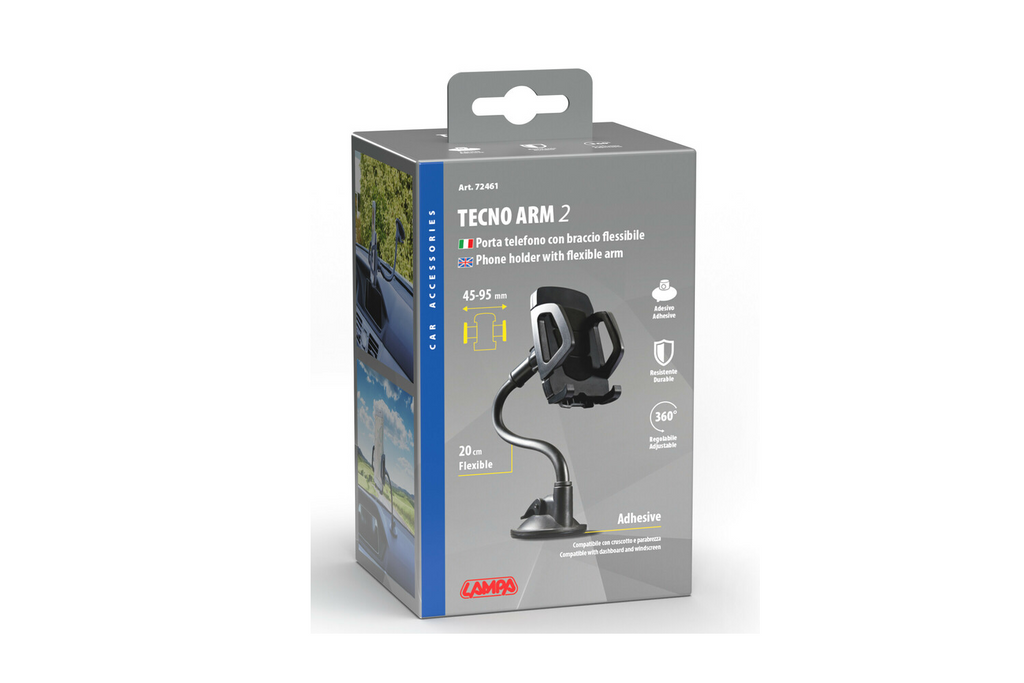 Supporto per telefono TECNO ARM 2 LAMP con fissaggio a ventosa