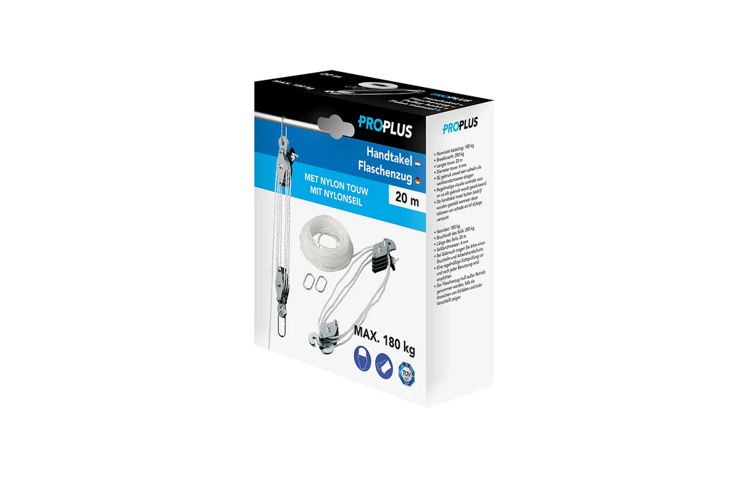 Verricello a cavo ProPlus 345007, puleggia da 20 m, portata 180 kg.