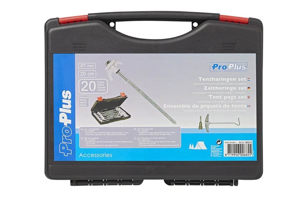 Set di picchetti a vite per tenda ProPlus 365014, picchetti in metallo con gancio 20x20 cm