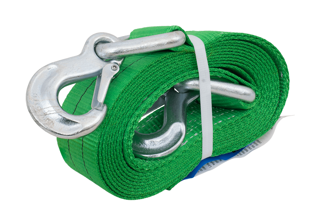 Cavo di traino con ganci HILLS, cinghia di traino 5 m/60 mm/6 t, verde