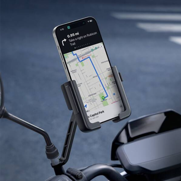 Supporto universale per telefono da bici/moto serie GoTrip di BASEUS, da fissare allo specchietto retrovisore.