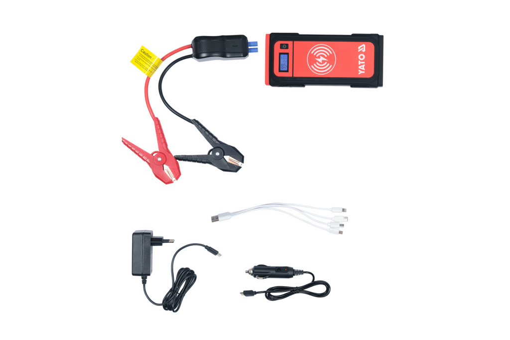 Avviatore di emergenza YATO YT-83085, power bank da 16000 mAh con ricarica induttiva