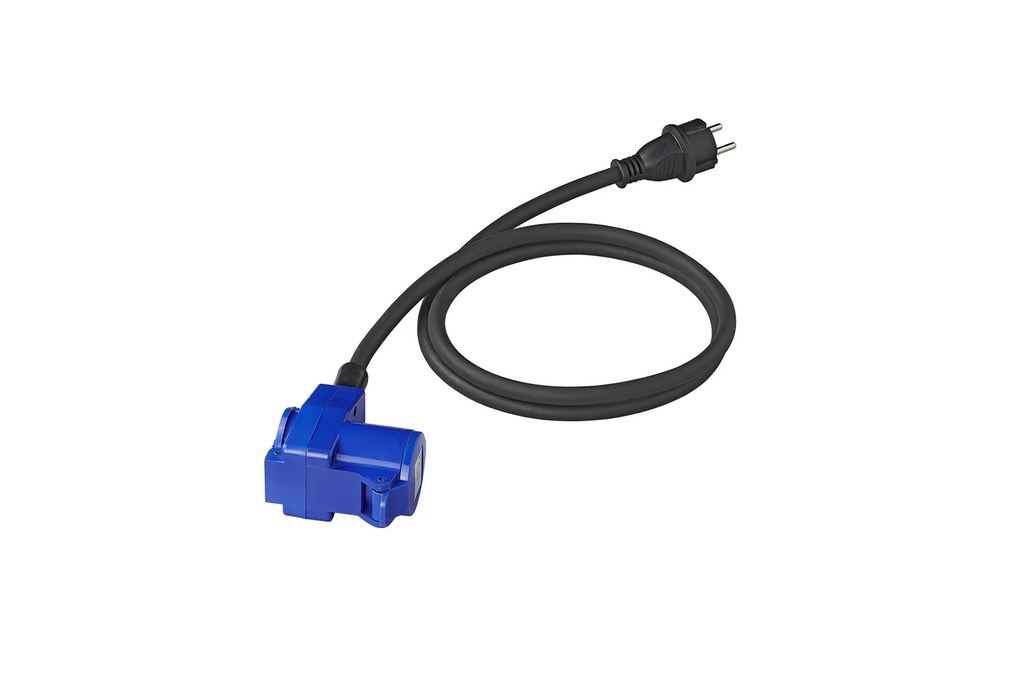 Adattatore con spina Schuko e connettore angolato CEE + presa Schuko 16A ProPlus 373528DE, cavo da 150 cm