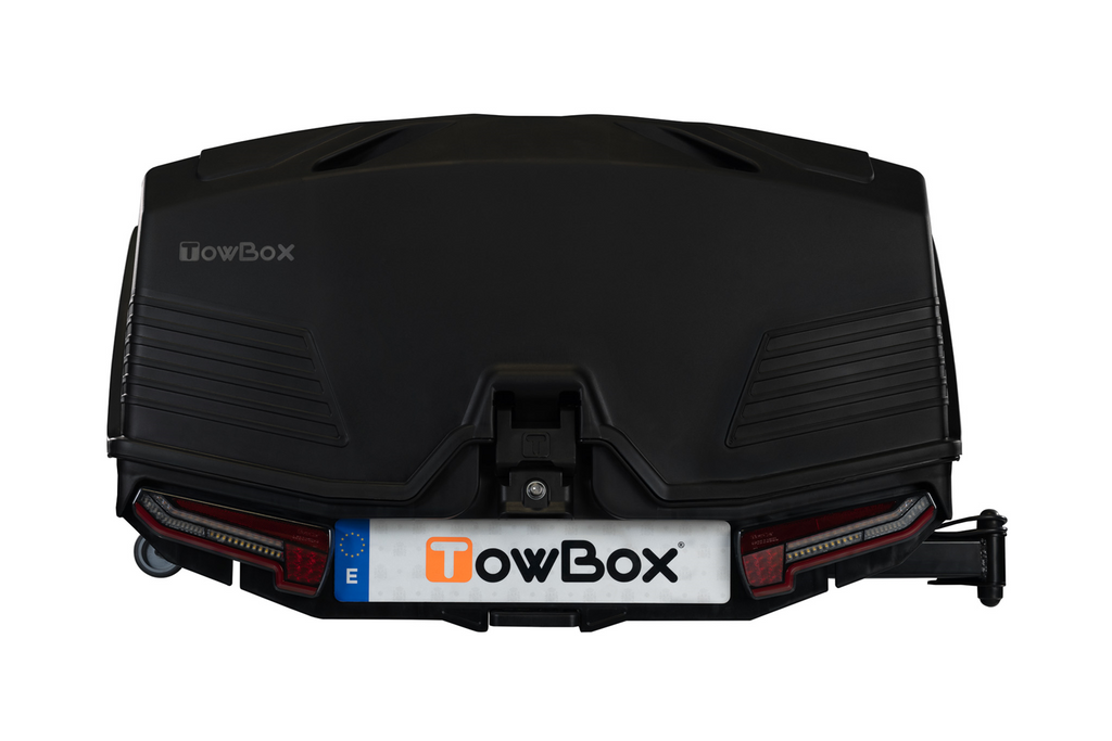 Towbox Camper Alpha LED nero (corto) - box portabagagli da gancio di traino