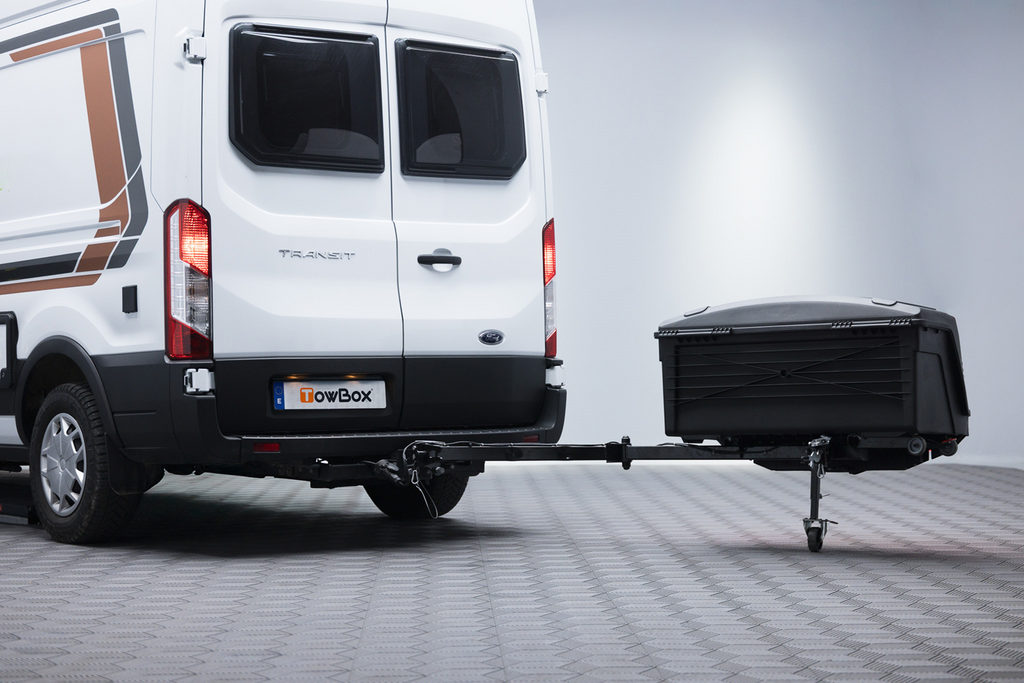 Box portabagagli da gancio traino Camper Alpha nero LED (lungo)