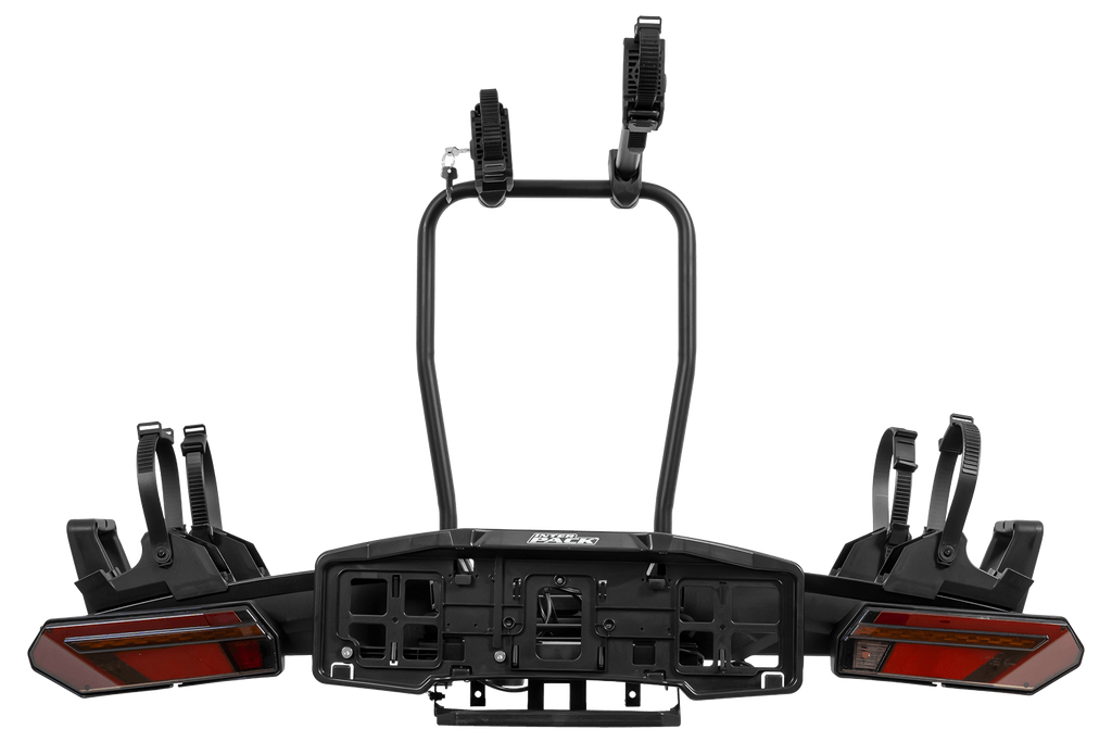 Inter Pack Velox 2 LED - portabici pieghevole da gancio traino per 2 biciclette con luci a LED (nero)