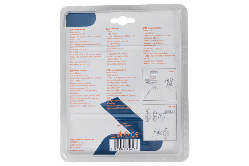 Set di luci per bicicletta a batteria PROFEX 92618 Super Vision (anteriore e posteriore)