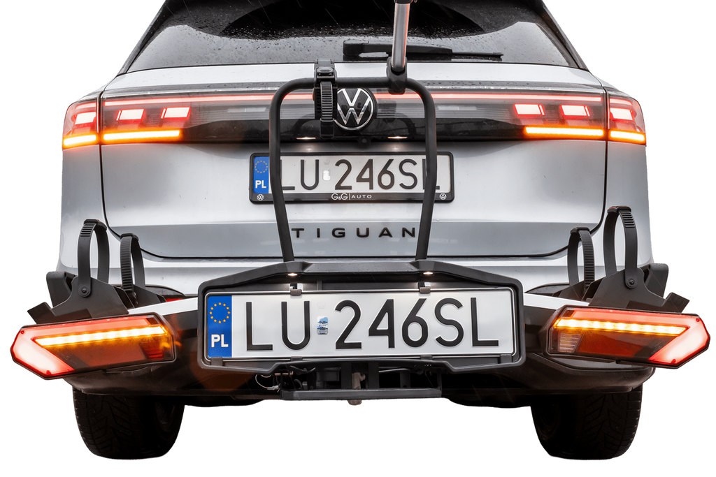 Inter Pack Velox 2 LED - portabici pieghevole da gancio di traino per 2 biciclette con luci a LED