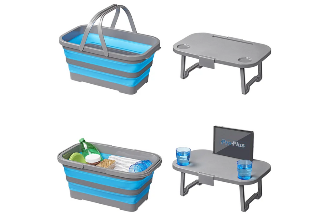 Cestino da picnic con coperchio ProPlus 370315, cestino pieghevole con funzione tavolo, 20 litri