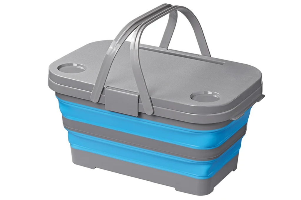 Cestino da picnic con coperchio ProPlus 370315, cestino pieghevole con funzione tavolo, 20 litri