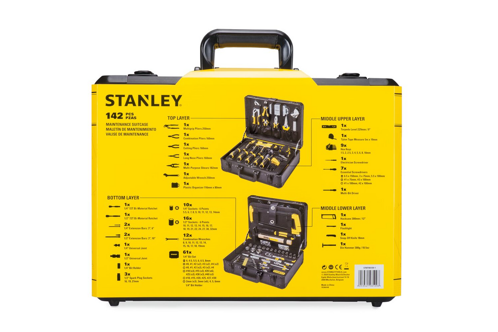 Kit di servizio STANLEY STMT98109-1, valigetta portautensili, 142 pezzi