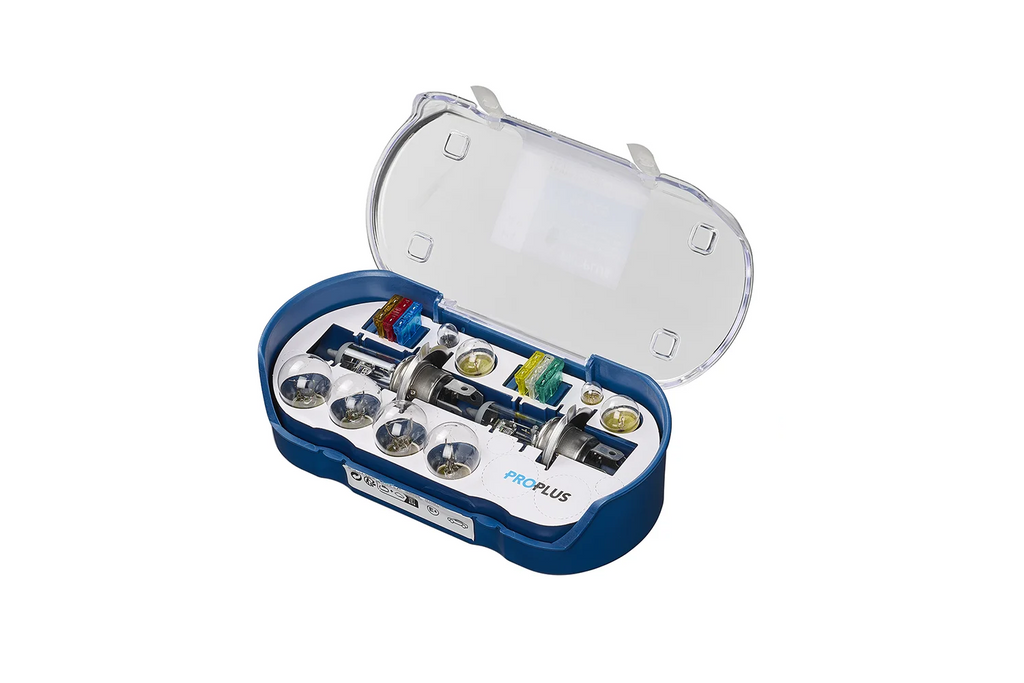 Kit di lampadine H4 per camper e auto ProPlus 410134, set di ricambio da 16 pezzi.