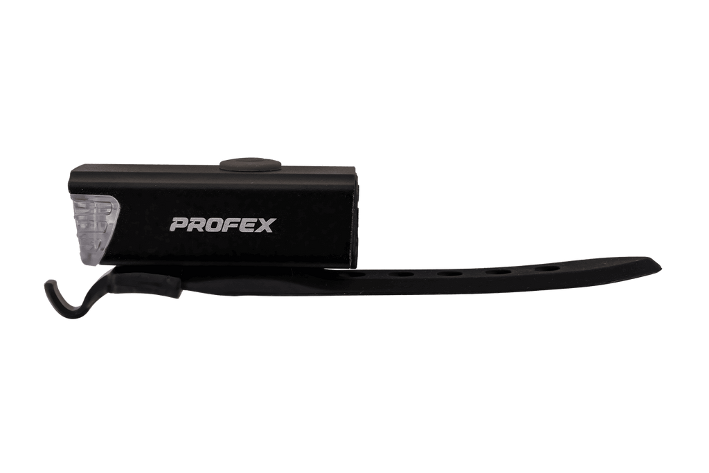 Faro anteriore per bicicletta PROFEX 82004 Pro in alluminio, batteria ai polimeri di litio e USB.