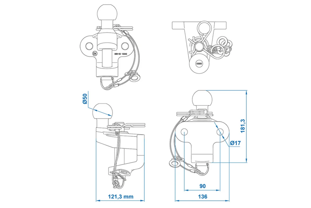 ProPlus 341213V01 gancio di traino a doppia funzione, 50 mm, portata massima 3500 kg