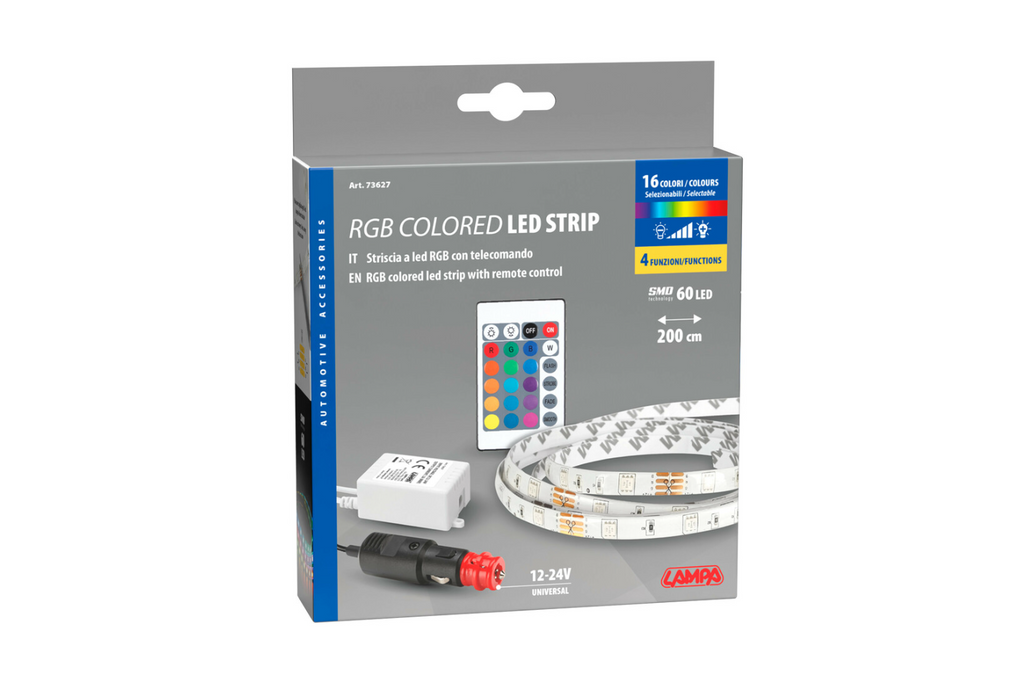 Striscia LED RGB con nastro autoadesivo LAMPADA 12/24V 200 cm