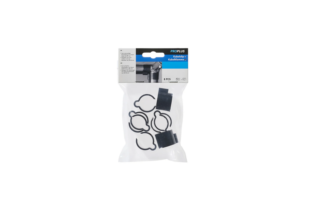Set di otto clip di fissaggio per cavi ProPlus 366486, diametro 22-32 mm