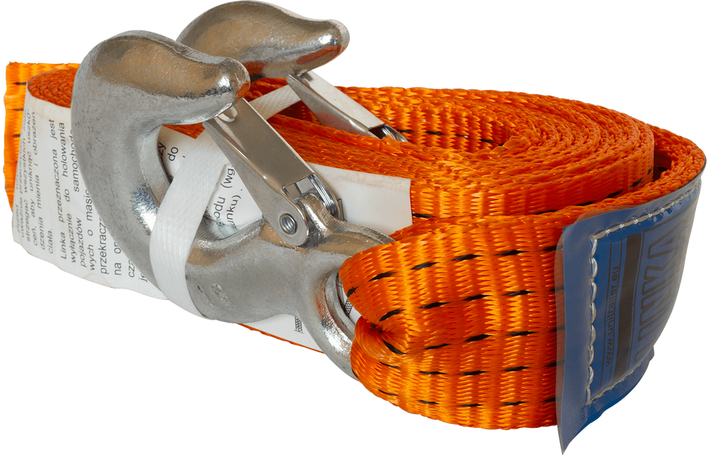 Cavo di traino con ganci HERMON, lunghezza 4,5 m/50 mm/5 t, colore arancione.