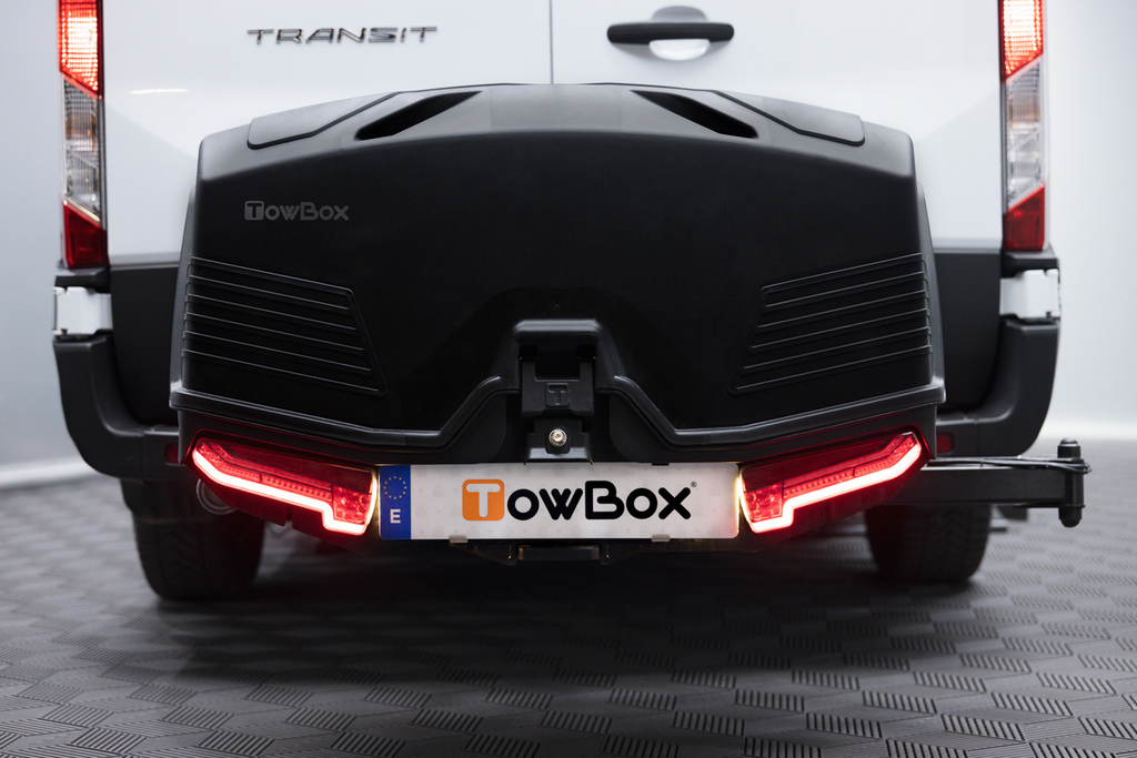 Box portabagagli da gancio traino Camper Alpha nero LED (lungo)