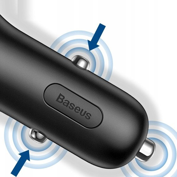 Caricabatterie da auto BASEUS tipo Y con 2 porte USB e presa accendisigari da 40 W.