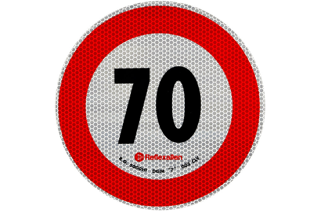 Adesivo riflettente LAMP segnale limite di velocità 70 km/h B-33