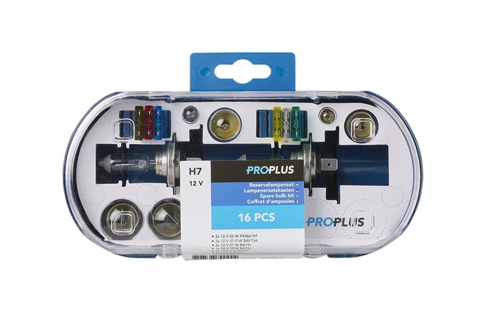 Kit di lampadine H7 per camper e auto ProPlus 410162, set di ricambio da 16 pezzi