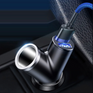 Caricabatterie da auto BASEUS tipo Y con 2 porte USB e presa accendisigari da 40 W.