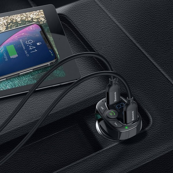 Trasmettitore FM BASEUS tipo T, Bluetooth 4.2, MP3 + caricabatterie da auto, 2 porte USB 3.4A