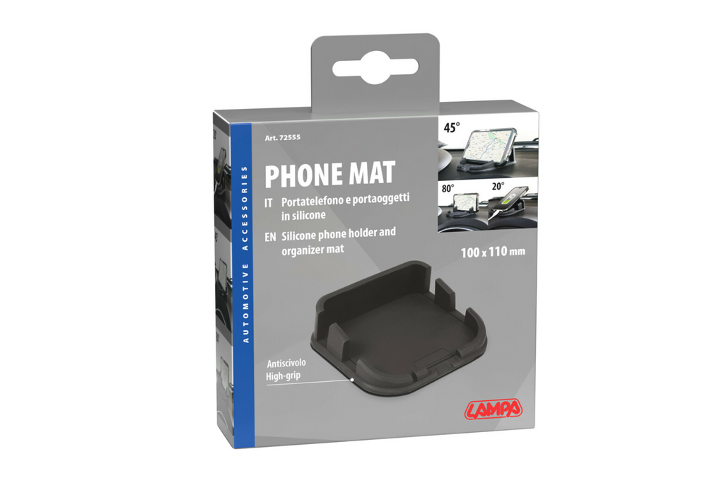 Tappetino per telefono LAMP, organizer/supporto per auto in silicone Phone-Mat 110x110mm