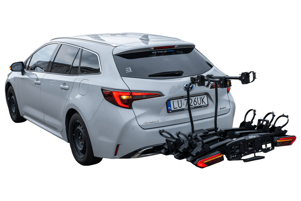 Inter Pack Velox 3 LED - portabici pieghevole da gancio di traino per 3 biciclette con luci a LED