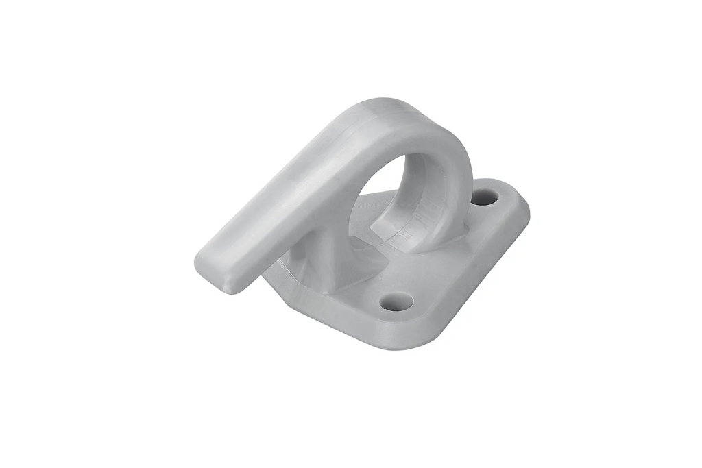Gancio laterale in plastica ProPlus 342157V01 con occhiello per fissare teloni e cinghie di fissaggio per rimorchi.