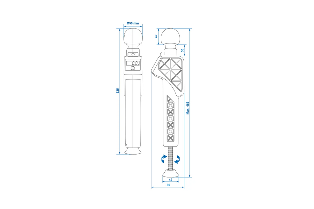Bilancia digitale per la misurazione del carico sul timone di una roulotte ProPlus 360848V01, misuratore di forza di pressione, portata 150 kg.