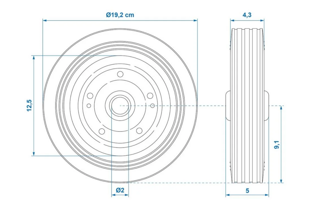 Ruota di scorta per ruotino di supporto ProPlus 341540 in gomma piena, 200x50 mm