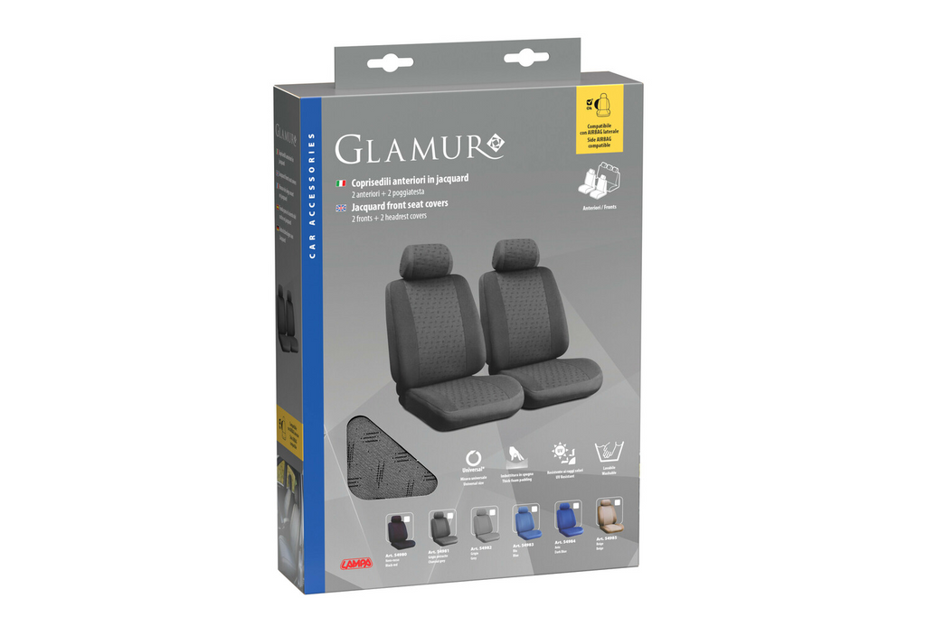 Set di coprisedili per auto LAMPA Glamur grigi, per i sedili anteriori