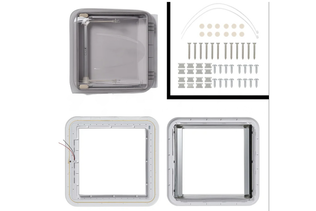 ProPlus 610905V01 Finestra di ventilazione per tetto camper con illuminazione a LED 400x400mm