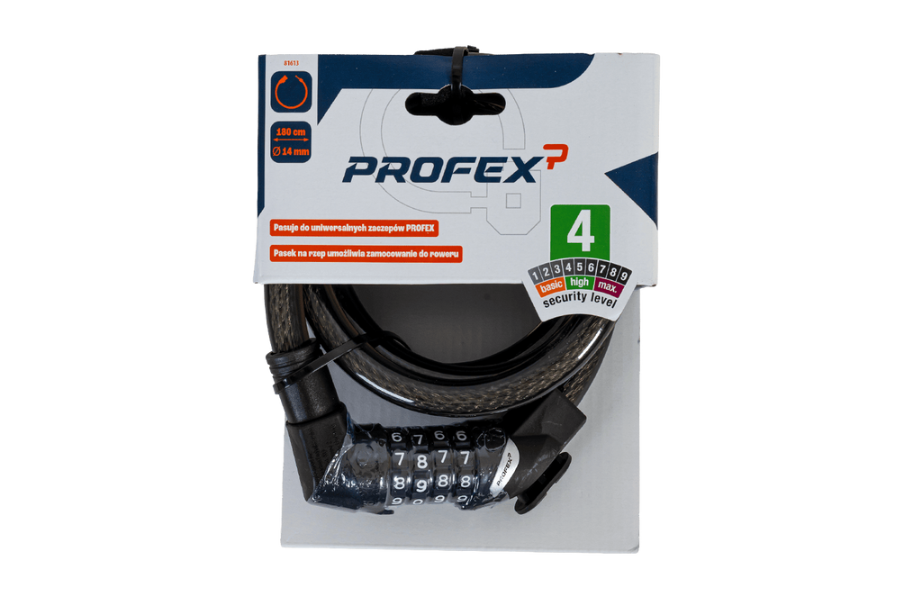 Lucchetto per bicicletta PROFEX 81613 con combinazione, lungo 180 cm.