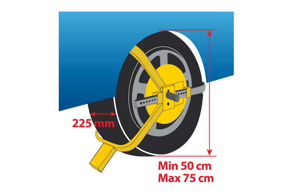 Blocco ruota LAMP WHEEL CLAMP protezione antifurto per ruote da 13–18"