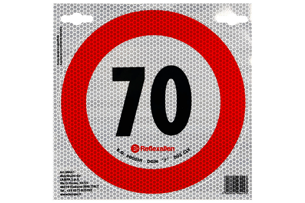 Adesivo riflettente LAMP segnale limite di velocità 70 km/h B-33