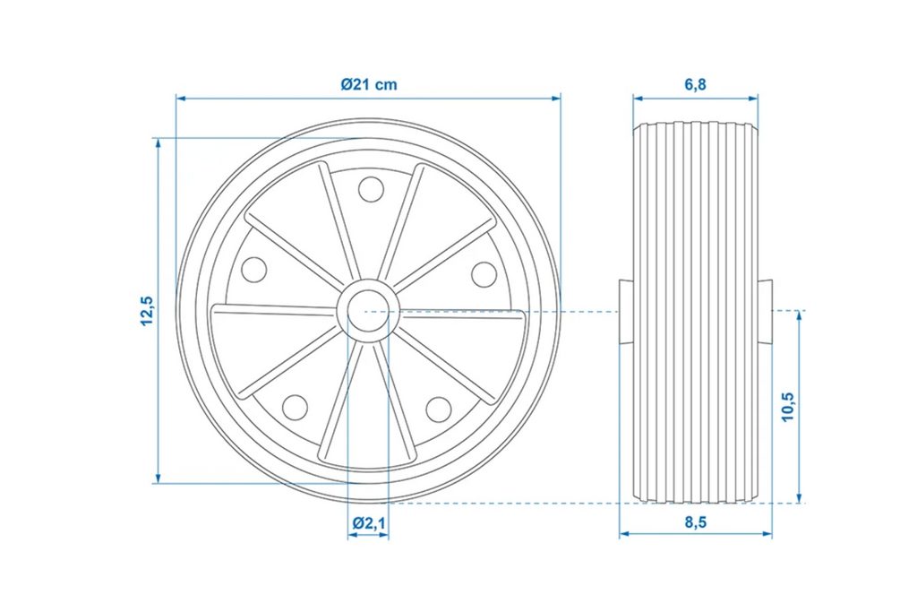Ruota di scorta per ruotino di supporto ProPlus 341549 in gomma piena, 220x70 mm