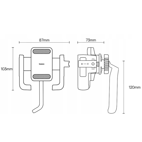 Supporto universale per telefono da bici/moto serie GoTrip di BASEUS, da fissare allo specchietto retrovisore.