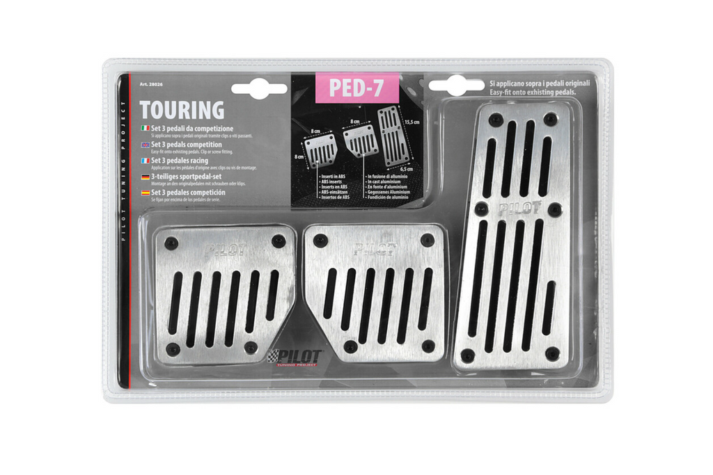 Copripedali in alluminio LAMPA TOURING BLACK PILOT con gomma antiscivolo