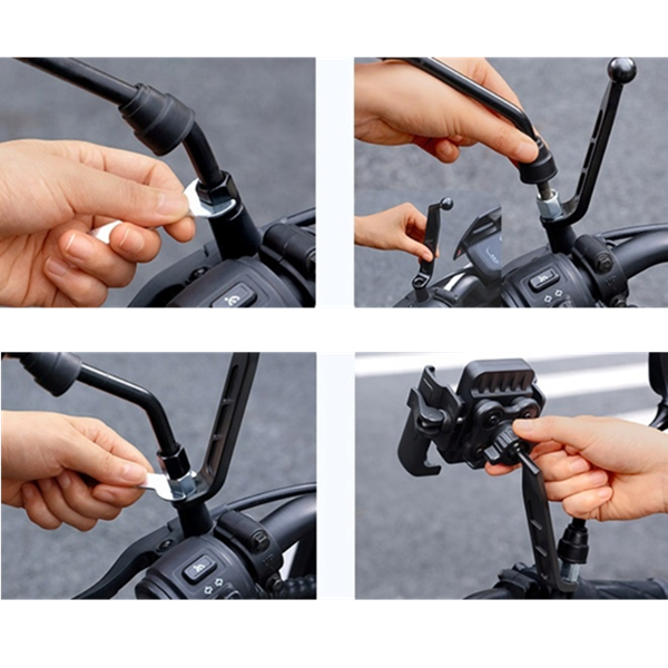 Supporto universale per telefono da bici/moto serie GoTrip di BASEUS, da fissare allo specchietto retrovisore.