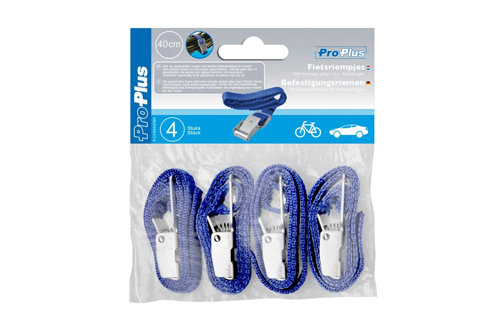 Set di quattro cinghie di fissaggio per bicicletta ProPlus 330285, lunghezza 30 cm.