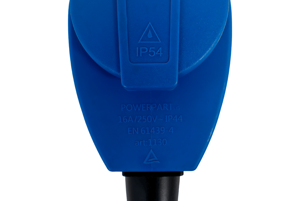 Spina angolata MANTES 2P+E CEE con presa aggiuntiva 16A 230V