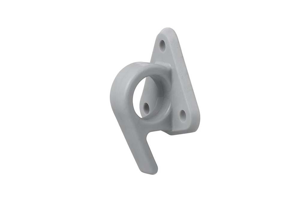 Gancio laterale in plastica ProPlus 342157V01 con occhiello per fissare teloni e cinghie di fissaggio per rimorchi.