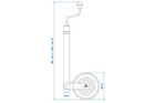 Ruota di supporto ProPlus 341510, portata 150 kg, larghezza 48 mm, escursione 800-1040 mm con scala graduata.